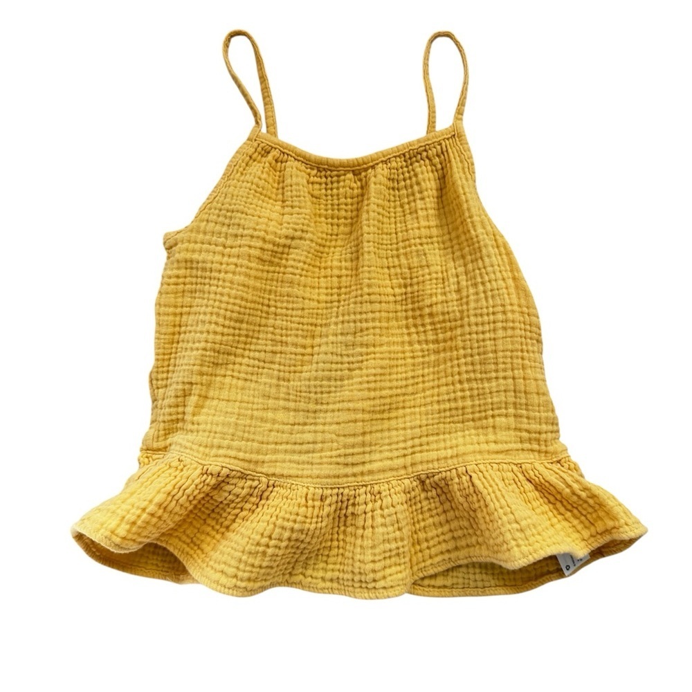 Cat & Jack Yellow Textured Knit Top ruffle Tank top open back size 4T